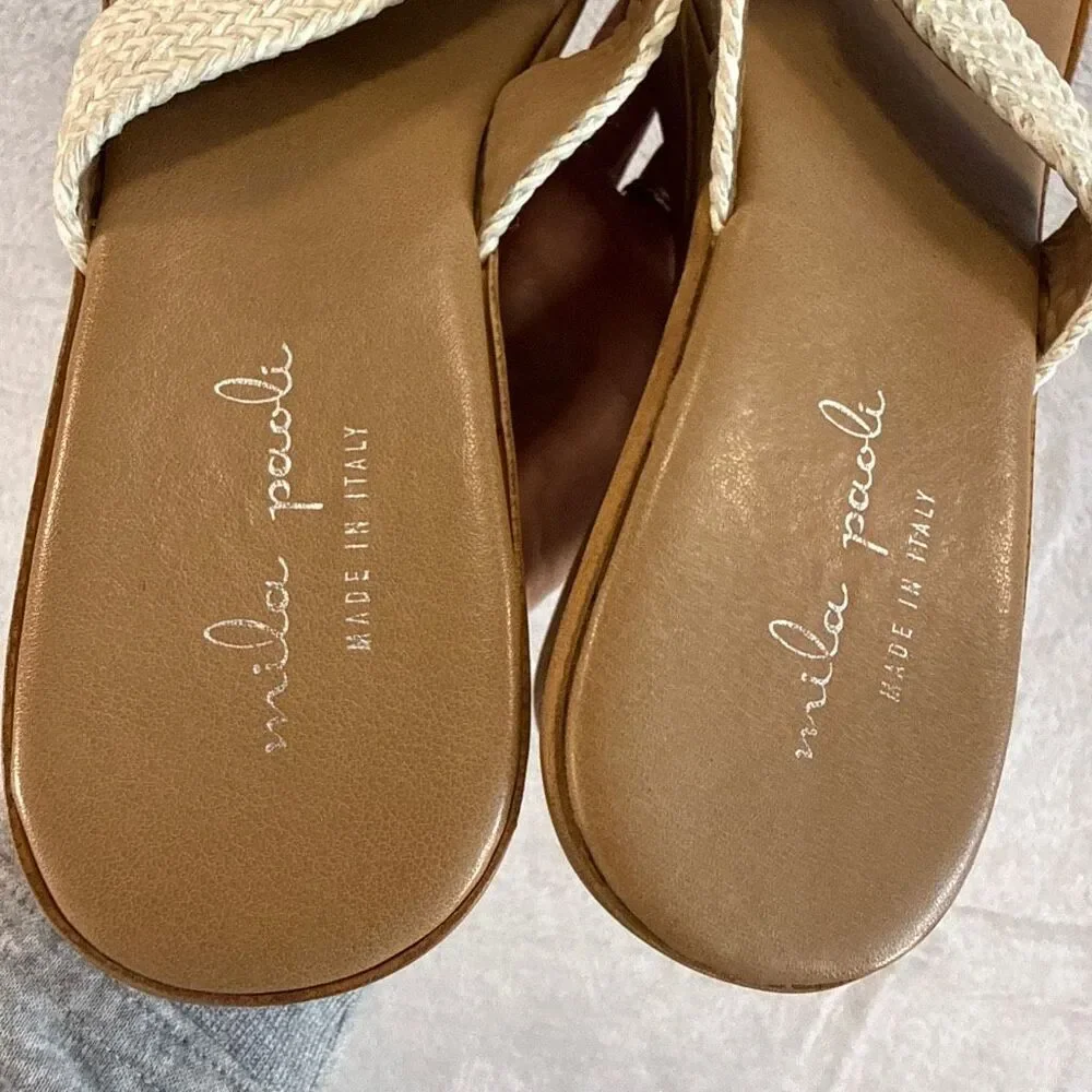 Mila Paoli Braided Leather Wedge Sandals size 9
